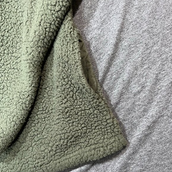 Victorias Secret PINK Olive Green Sherpa 1/4 Zip Pullover Jacket Sz Large - Picture 5 of 10